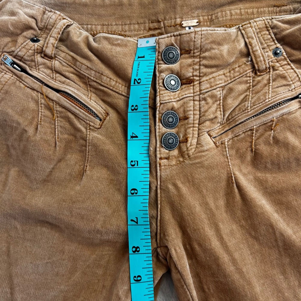 Free People We The Free Tan Corduroy Flare Pants Button Fly Utility Boho Size 2 - Picture 9 of 9